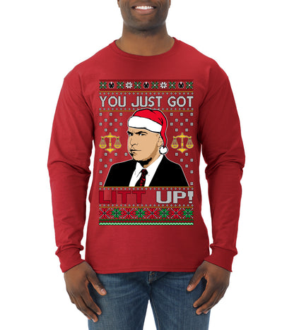 Just Got Litt Up Louis, TV Series, Christmas Gifts, Funny Xmas Gift Idea, Ugly Christmas Sweater Mens Long Sleeve Shirt