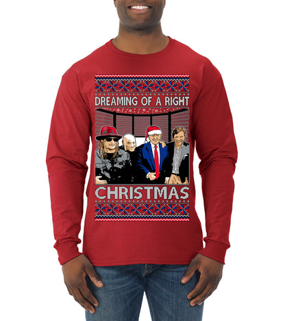 Dreaming Of A Right Christmas, Trump 2024 ,  , Christmas Gifts, Funny Xmas Gift Idea, Ugly Christmas Sweater Mens Long Sleeve Shirt