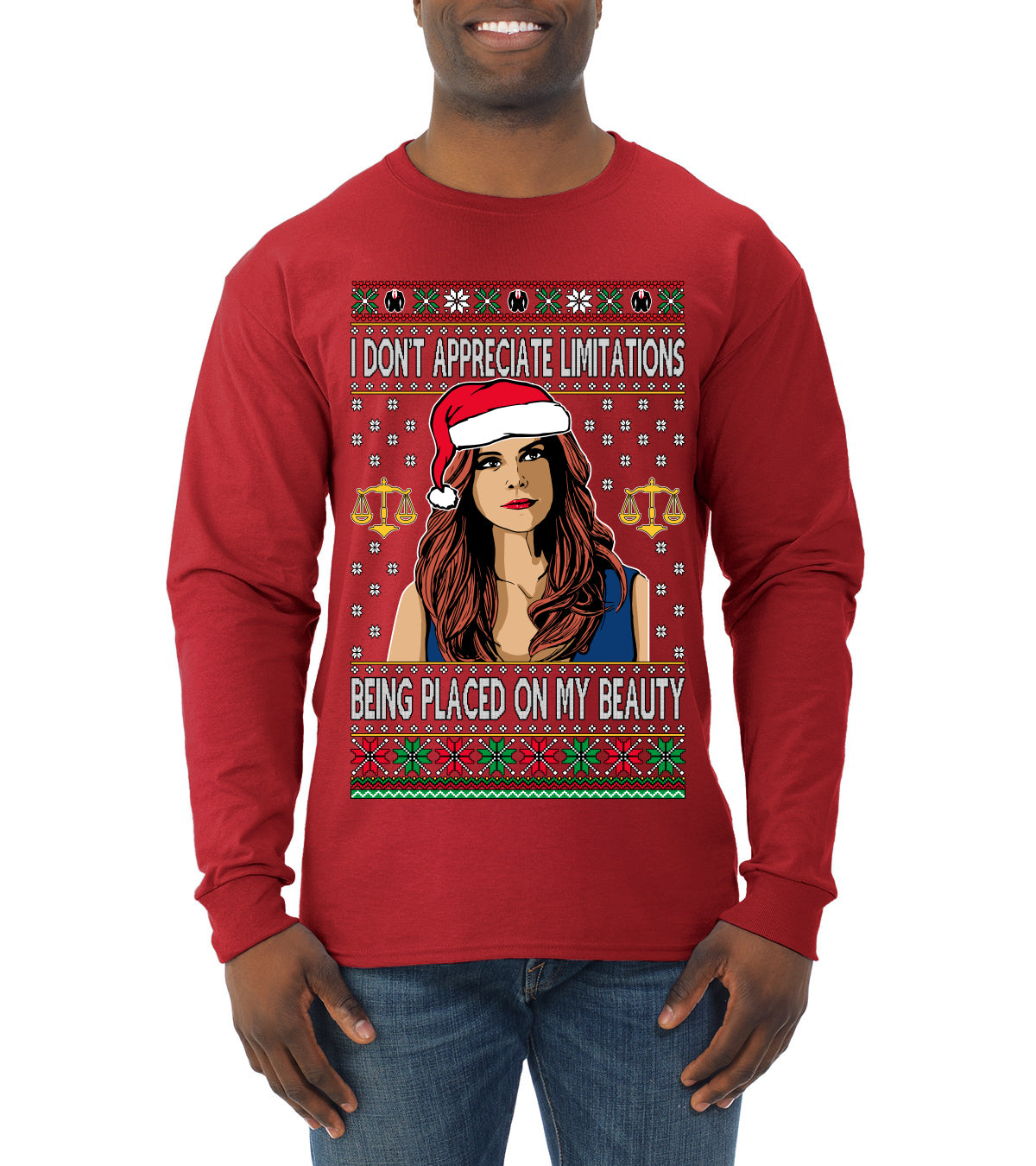 Donna TV Show Parody Don't Appreciate Limitations Being Placed, Christmas Gifts, Funny Xmas Gift Idea, Ugly Christmas Sweater Mens Long Sleeve Shirt