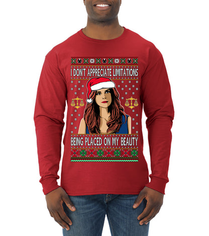 Donna TV Show Parody Don't Appreciate Limitations Being Placed, Christmas Gifts, Funny Xmas Gift Idea, Ugly Christmas Sweater Mens Long Sleeve Shirt