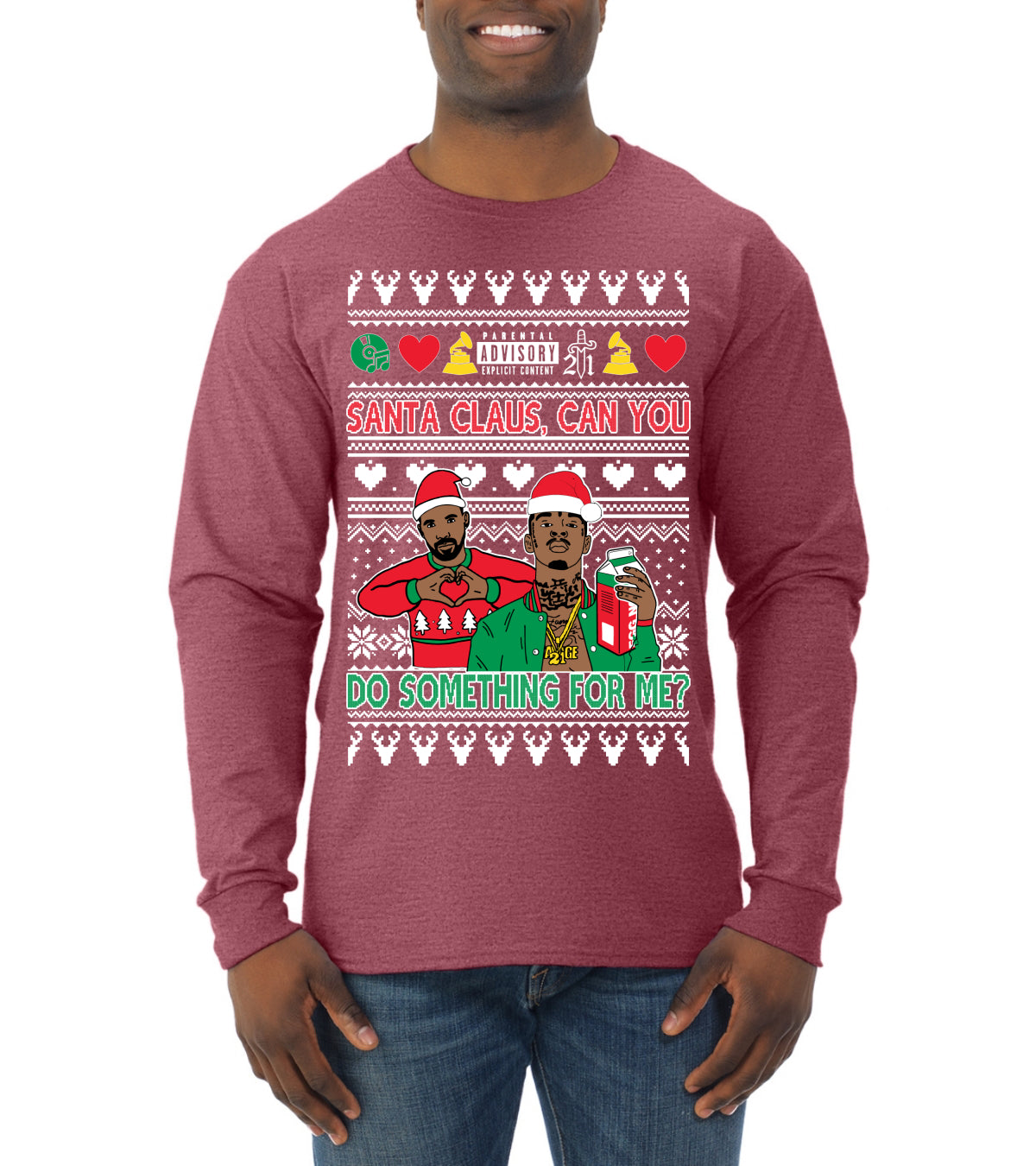 Santa Claus, Can You Do Something For Me? ,Christmas Gifts, Funny Xmas Gift Idea, Ugly Christmas Sweater Mens Long Sleeve Shirt