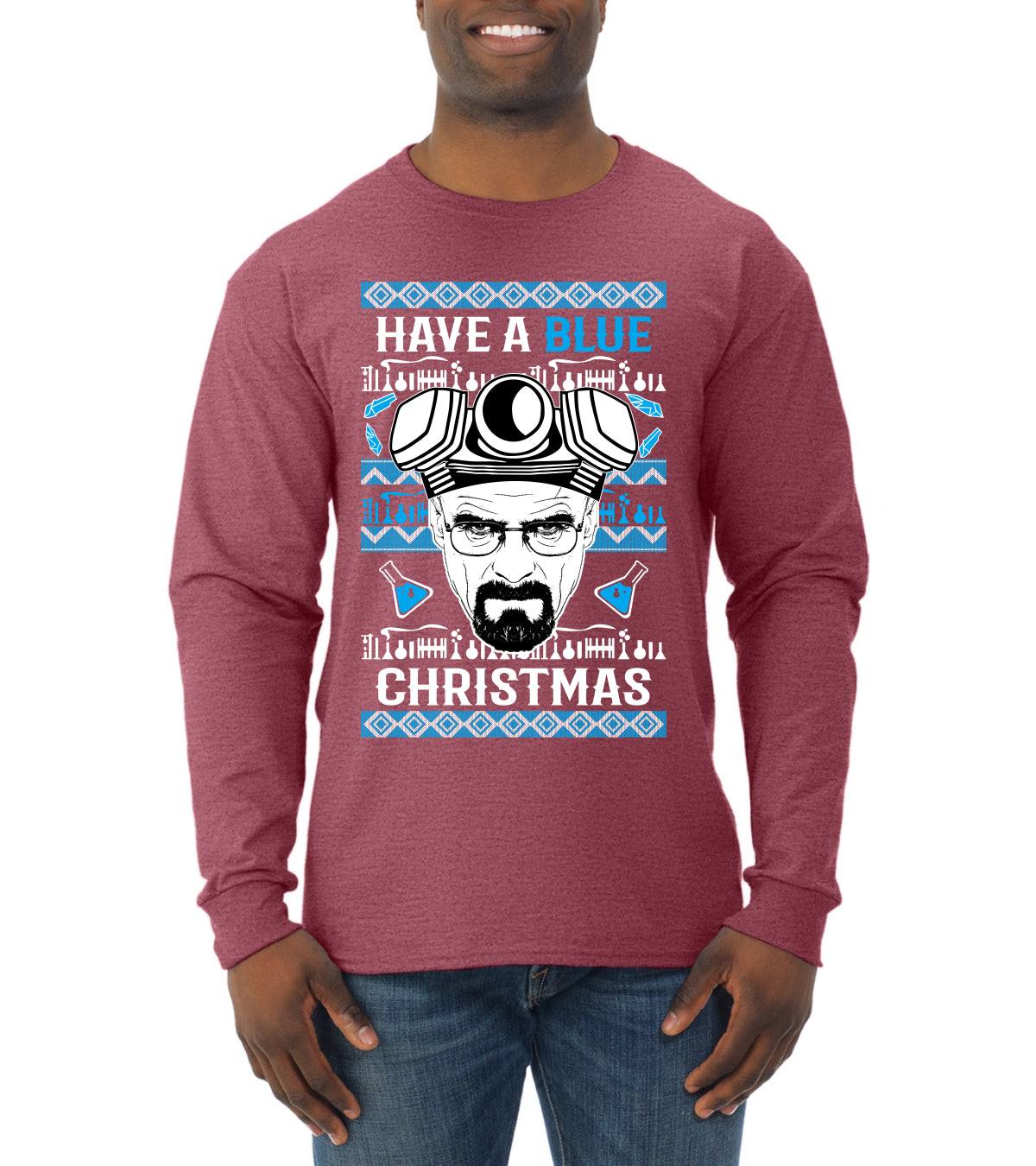 Have a Blue Christmas Walter Breaking TV Christmas, Christmas Gifts, Funny Xmas Gift Idea, Ugly Christmas Sweater Mens Long Sleeve Shirt