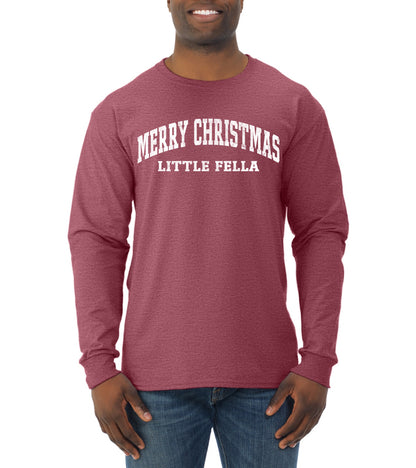 Vintage Movie Quote Merry Christmas Little Fella, Christmas Gifts, Funny Xmas Gift Idea, Ugly Christmas Sweater Mens Long Sleeve Shirt