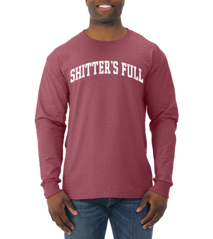 Vintage Movie Quote Shitter's Full, Christmas Gifts, Funny Xmas Gift Idea, Ugly Christmas Sweater Mens Long Sleeve Shirt