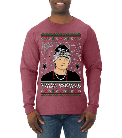 Peso Feliz Navidad Pluma, Feliz Navidad,  Christmas Gifts, Funny Xmas Gift Idea, Ugly Christmas Sweater Mens Long Sleeve Shirt
