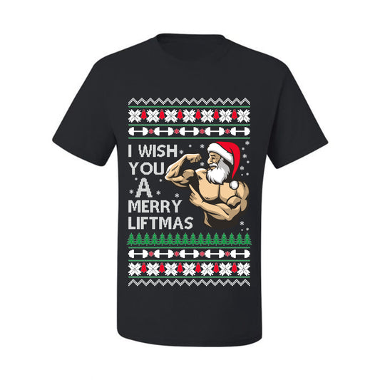 Ugly Xmas Tshirt  Graphic, Santa Fitness Workout, Merry Liftmas, Gym Swole Gift Ugly Christmas Tshirt Men's Graphic T-Shirt Ugly Christmas  Men's T-Shirt