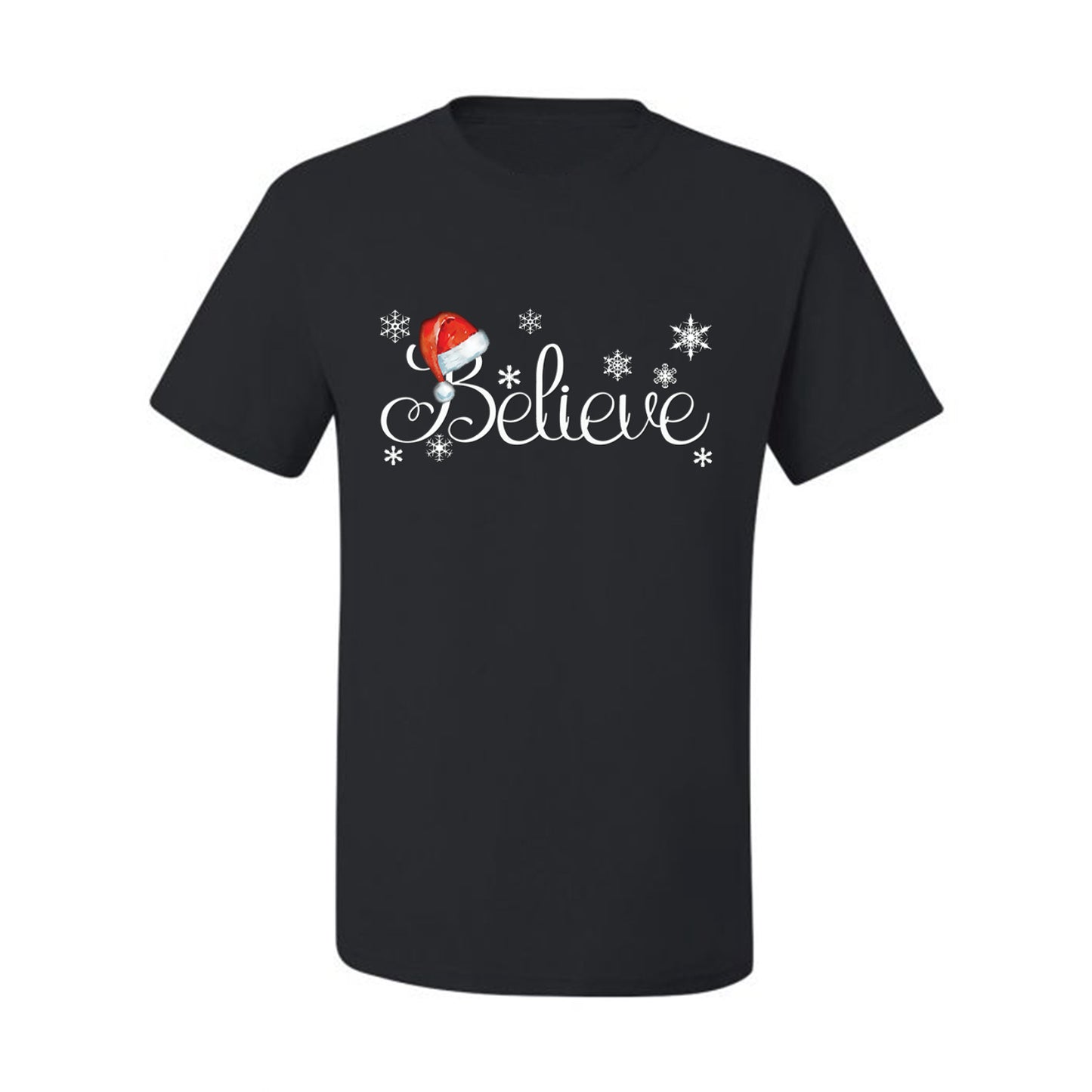 Men's Christmas  Shirt Snowflake Santa Hat Believe  Ugly Christmas T-shirt  Ugly Christmas  Men's T-Shirt