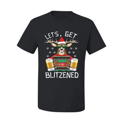 Ugly Xmas Graphic  T-shirt  Lets Get Blitzened Deer With Beer Ugly Christmas T-shirt  Ugly Christmas  Men's T-Shirt