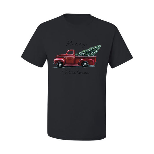 Men's Graphic Shirt, Red Pick Up Truck, Merry Christmas Ugly Christmas Tshirt Men's Graphic T-Shirt Ugly Christmas  Men's T-Shirt