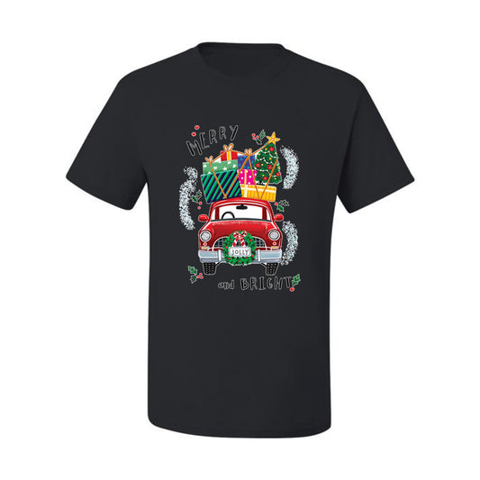 Men's Christmas  Shirt, Merry and Bright Red Car Ugly Christmas Tshirt Men's Graphic T-Shirt Ugly Christmas  Men's T-Shirt