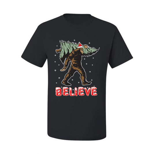 Men's Christmas  Shirt Believe Santa Sasquatch Bigfoot Wild Bobby Ugly Christmas T-shirt  Ugly Christmas  Men's T-Shirt
