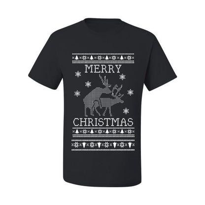 Funny  Ugly Xmas Holiday T-shirt  Merry Christmas Reindeer Humping  Ugly Christmas T-shirt  Ugly Christmas  Men's T-Shirt