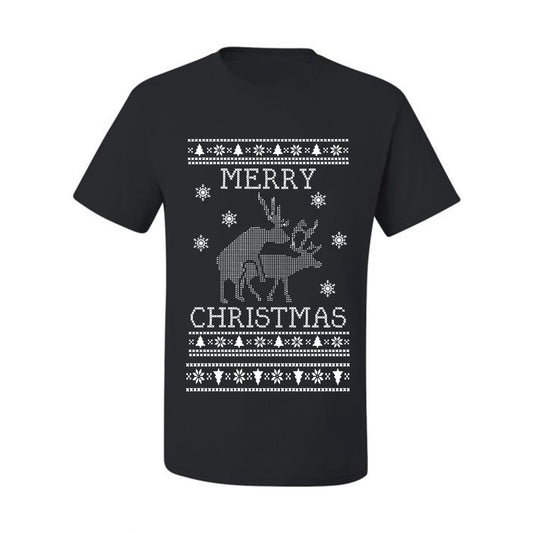 Funny  Ugly Xmas Holiday T-shirt  Merry Christmas Reindeer Humping  Ugly Christmas T-shirt  Ugly Christmas  Men's T-Shirt