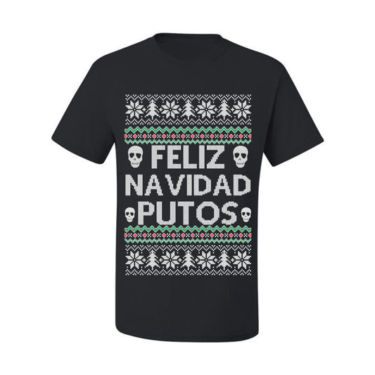 Men's Ugly Xmas  Shirt Feliz Navidad Putos Ugly Christmas Tshirt Men's Graphic T-Shirt Ugly Christmas  Men's T-Shirt
