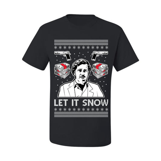 Ugly Christmas Tshirt , Escobar Let It Snow Ugly Christmas Tshirt Men's Graphic T-Shirt Ugly Christmas  Men's T-Shirt