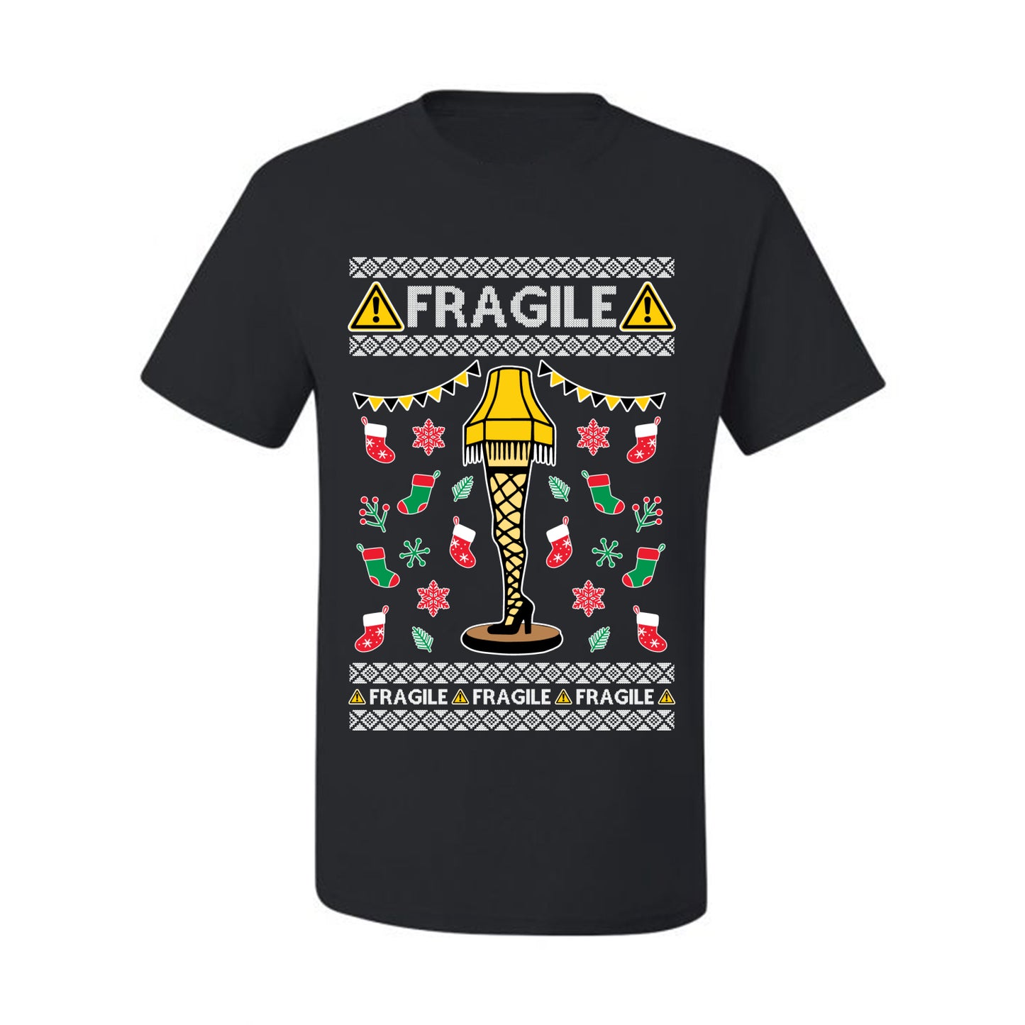 Graphic Ugly  Christmas T-shirt  Fragile Leg Lamp Movie Ugly Christmas T-shirt  Ugly Christmas  Men's T-Shirt