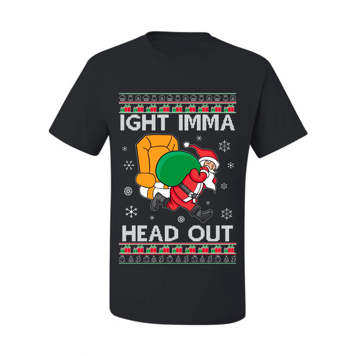 Graphic Funny Meme Ugly Christmas  T-shirt  Ight Imma Head Out, Wild Bobby Ugly Christmas T-shirt  Ugly Christmas  Men's T-Shirt
