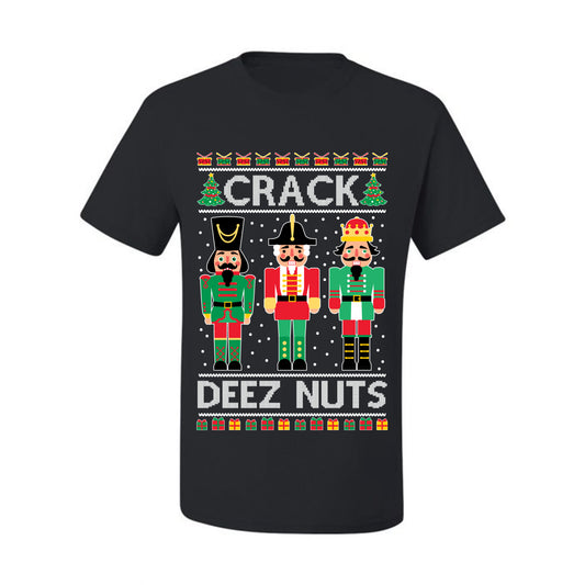 Ugly Holiday Meme T-shirt "Crack Deez Nuts" Ugly Christmas T-shirt  Ugly Christmas  Men's T-Shirt