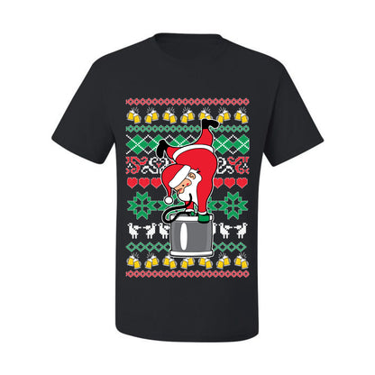 Ugly Xmas Graphic  T-shirt  Drunk Keg Stand Beer Drinking Santa Ugly Christmas T-shirt  Ugly Christmas  Men's T-Shirt