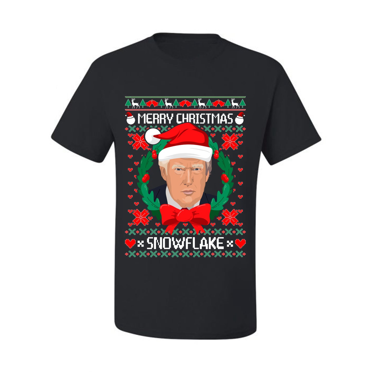 Funny Ugly Xmas Holiday  T-shirt  Trump Merry Christmas Snowflake Ugly Christmas T-shirt  Ugly Christmas  Men's T-Shirt