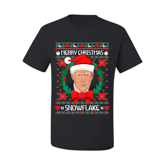 Funny Ugly Xmas Holiday  T-shirt  Trump Merry Christmas Snowflake Ugly Christmas T-shirt  Ugly Christmas  Men's T-Shirt