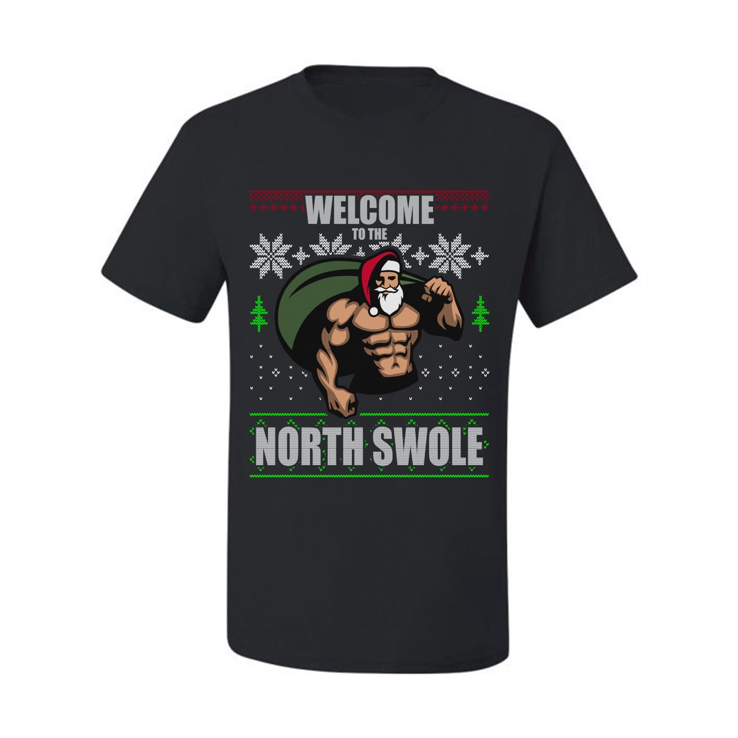 Ugly  Christmas T-shirt  "Merry Liftmas!" Santa Fitness Workout Gym Swole Gift, Group 2 Design Ugly Christmas T-shirt  Ugly Christmas  Men's T-Shirt