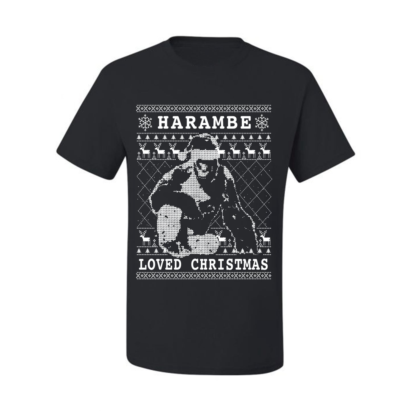 Ugly Christmas Graphic  T-shirt  Harambe Loved Christmas Funny Meme Holiday Gorilla  Ugly Christmas T-shirt  Ugly Christmas  Men's T-Shirt