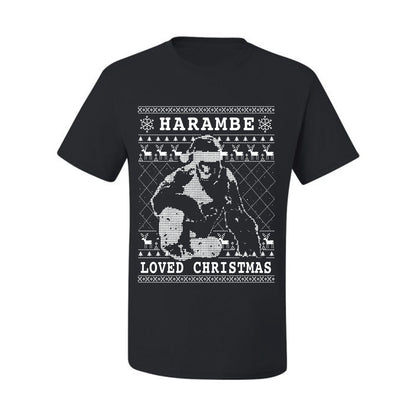 Ugly Christmas Graphic  T-shirt  Harambe Loved Christmas Funny Meme Holiday Gorilla  Ugly Christmas T-shirt  Ugly Christmas  Men's T-Shirt