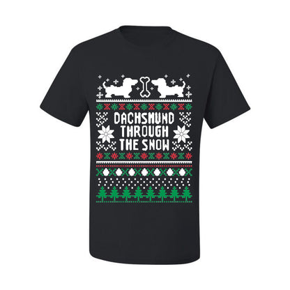 Graphic Daschund Through The Snow Christmas Wild Bobby Ugly Christmas Butcher Apron BBQ Grilling, Kitchen Cooking Ugly Christmas T-shirt  Ugly Christmas  Men's T-Shirt