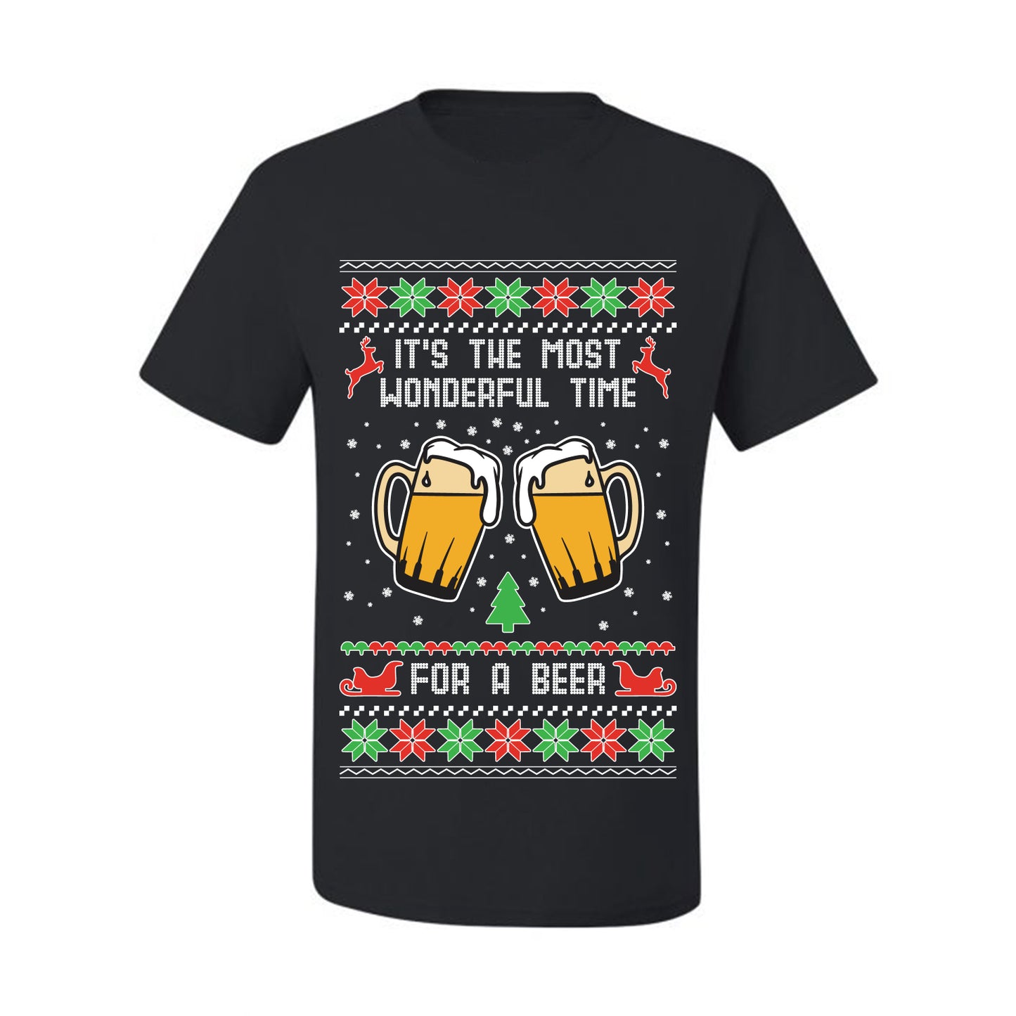 Men's Ugly Christmas Tshirt  Shirt, "It's The Most Wonderful Time for a Beer" Ugly Christmas Tshirt Men's Graphic T-Shirt Ugly Christmas  Men's T-Shirt