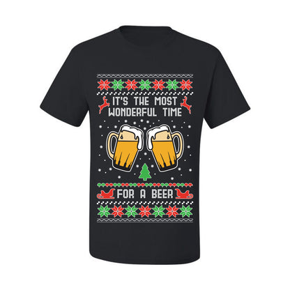 Men's Ugly Christmas Tshirt  Shirt, "It's The Most Wonderful Time for a Beer" Ugly Christmas Tshirt Men's Graphic T-Shirt Ugly Christmas  Men's T-Shirt
