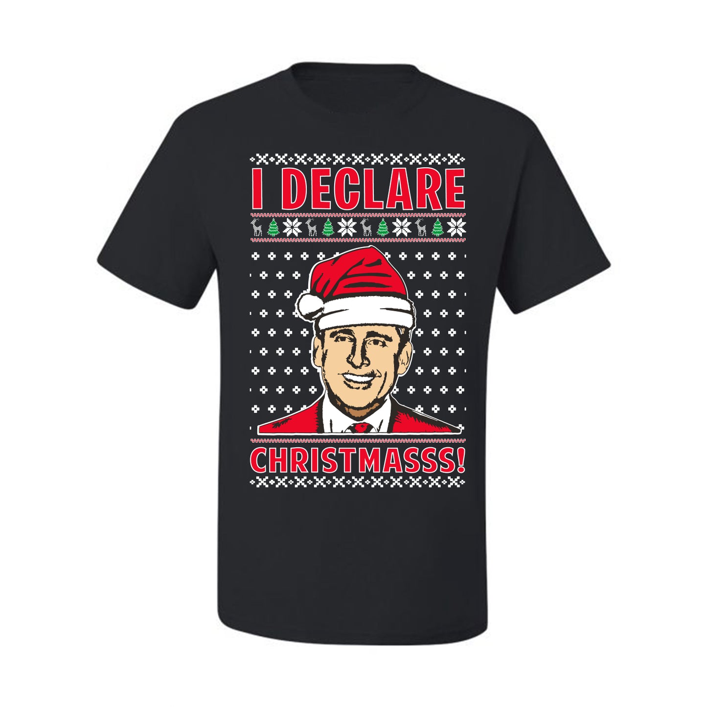 Ugly Xmas Graphic  T-shirt  Office TV Michael Scott I Declare Christmasss Ugly Christmas T-shirt  Ugly Christmas  Men's T-Shirt