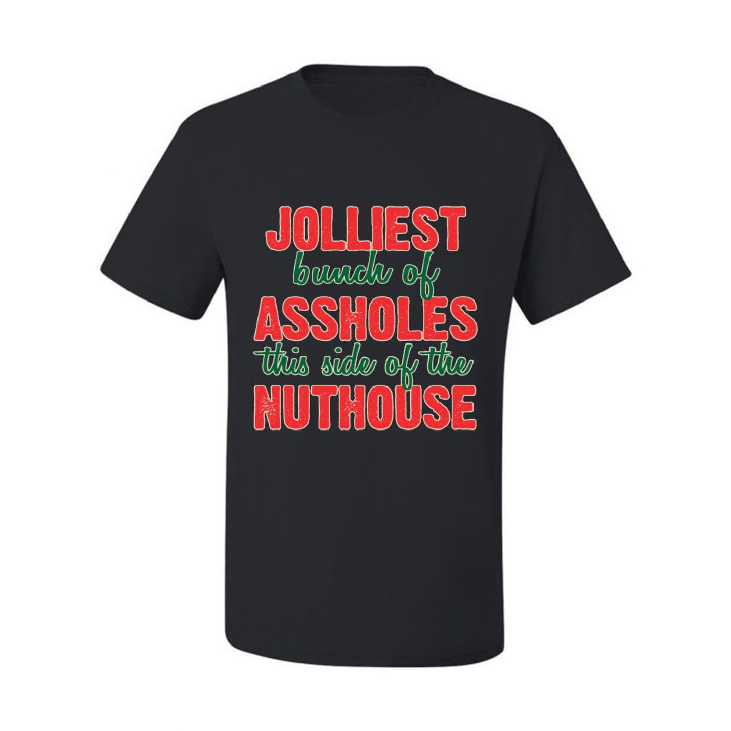 Ugly Christmas Butcher Graphic , Cooking BBQ Grilling Kitchen, "Jolliest Bunch of Assholes This Side of Nuthouse", Wild Bobby Ugly Christmas Tshirt Men's Graphic T-Shirt Ugly Christmas  Men's T-Shirt