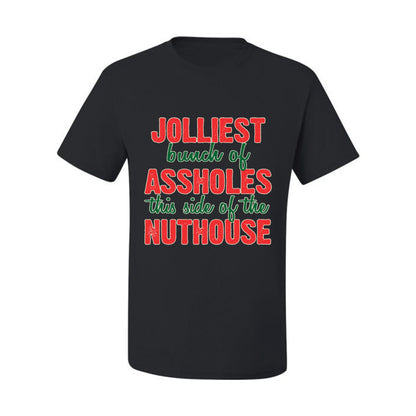 Ugly Christmas Butcher Graphic , Cooking BBQ Grilling Kitchen, "Jolliest Bunch of Assholes This Side of Nuthouse", Wild Bobby Ugly Christmas Tshirt Men's Graphic T-Shirt Ugly Christmas  Men's T-Shirt