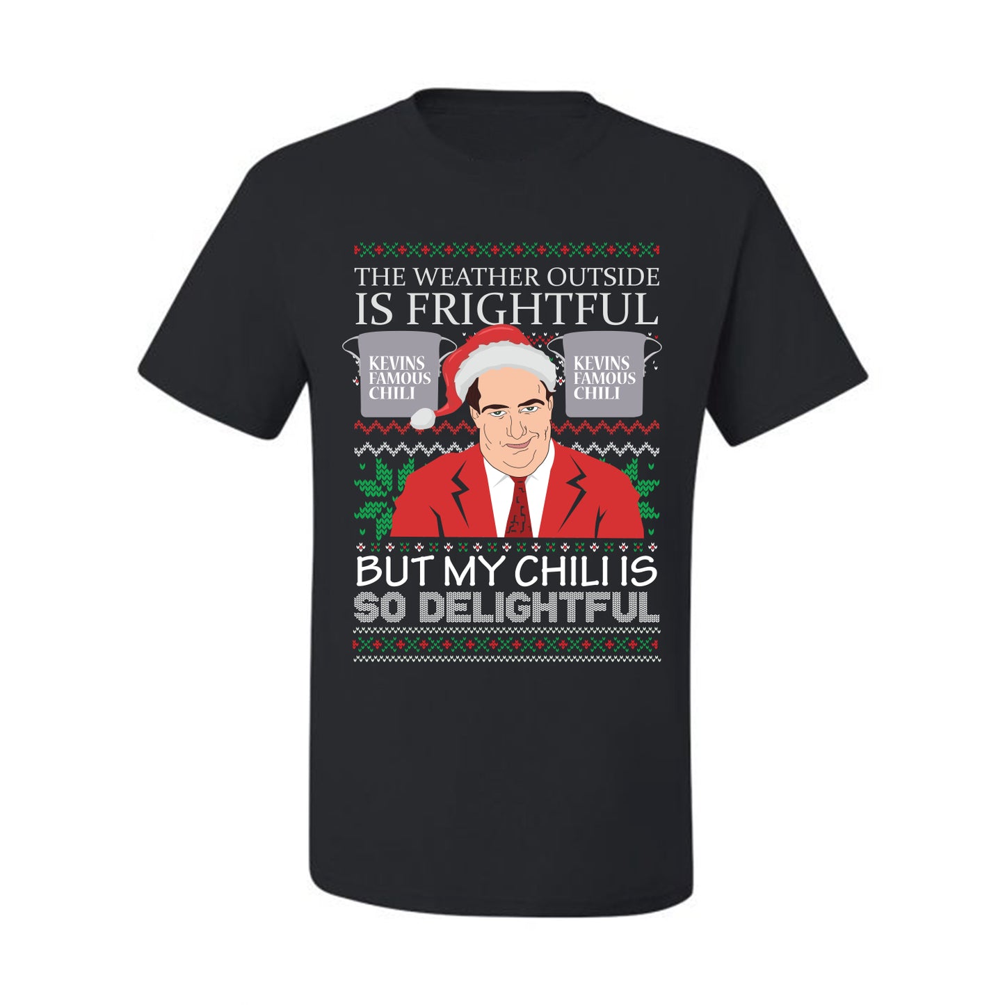 Ugly Christmas  Tshirt Graphic Kevin's Famous Chili is So Delightful, Wild Bobby  Ugly Christmas Tshirt Men's Graphic T-Shirt Ugly Christmas  Men's T-Shirt