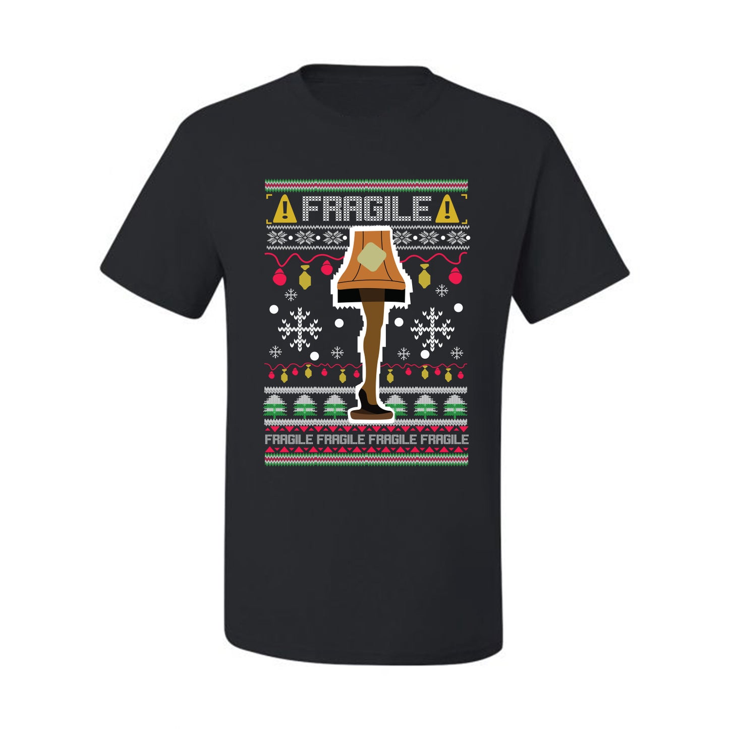 Men's Funny Ugly Xmas Holiday T-shirt s Wild Bobby's Fragile Leg Lamp Ugly Christmas T-shirt  Ugly Christmas  Men's T-Shirt