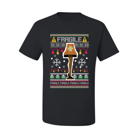 Men's Funny Ugly Xmas Holiday T-shirt s Wild Bobby's Fragile Leg Lamp Ugly Christmas T-shirt  Ugly Christmas  Men's T-Shirt