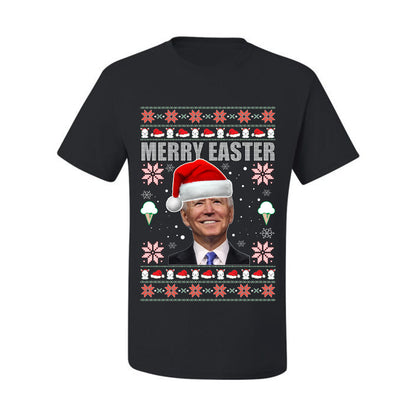 Funny Ugly Xmas Holiday T-shirt  Graphic  Joe Biden Merry Easter Ugly Christmas T-shirt  Ugly Christmas  Men's T-Shirt