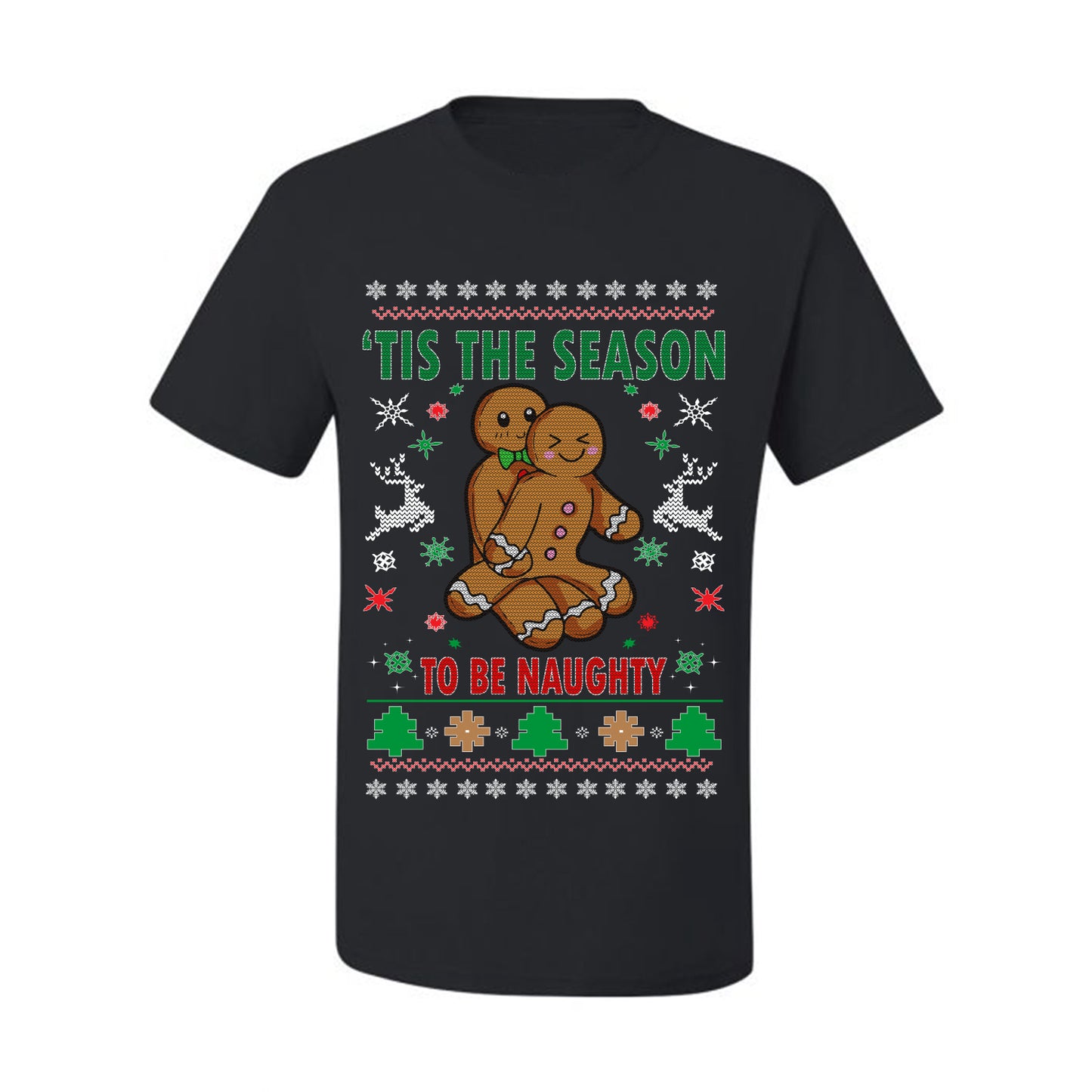 Graphic Ugly Christmas  T-shirt  Tis' The Season To Be Naughty Ugly Christmas T-shirt  Ugly Christmas  Men's T-Shirt