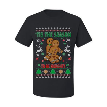 Graphic Ugly Christmas  T-shirt  Tis' The Season To Be Naughty Ugly Christmas T-shirt  Ugly Christmas  Men's T-Shirt