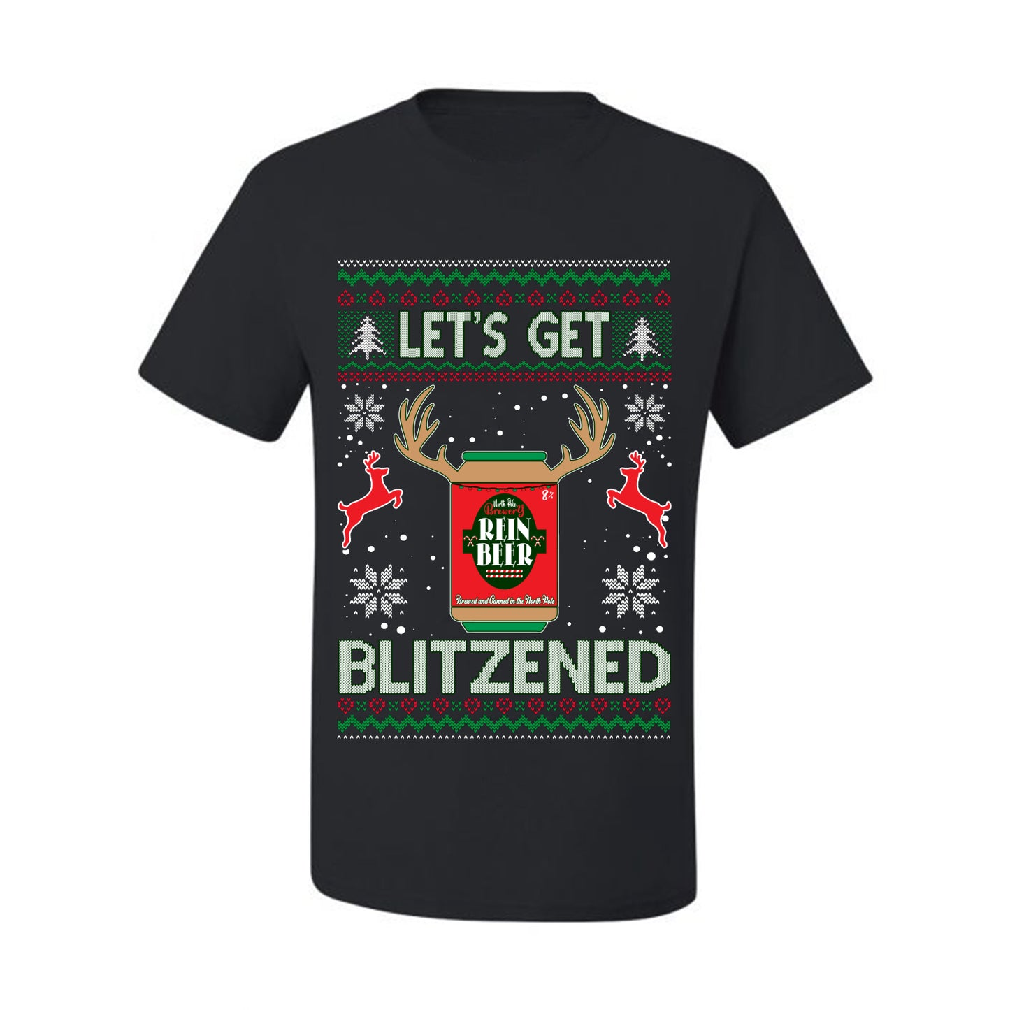 Men's Ugly T-shirt for Christmas Holidays  Shirt Wild Bobby Let's Get Blitzened Rein Beer Ugly Christmas T-shirt  Ugly Christmas  Men's T-Shirt
