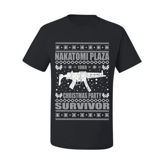 Ugly Xmas  T-shirt Graphic Nakatomi Plaza Christmas Party Survivor 1988 Ugly Christmas T-shirt  Ugly Christmas  Men's T-Shirt