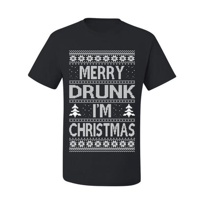 Funny Ugly Xmas Tshirt , Merry Drunk I'm Christmas, Wine Beer  Drinking,  Ugly Christmas Tshirt Men's Graphic T-Shirt Ugly Christmas  Men's T-Shirt