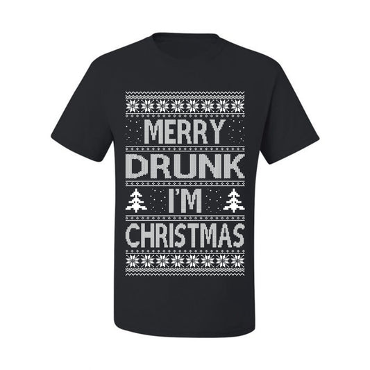 Funny Ugly Xmas Tshirt , Merry Drunk I'm Christmas, Wine Beer  Drinking,  Ugly Christmas Tshirt Men's Graphic T-Shirt Ugly Christmas  Men's T-Shirt