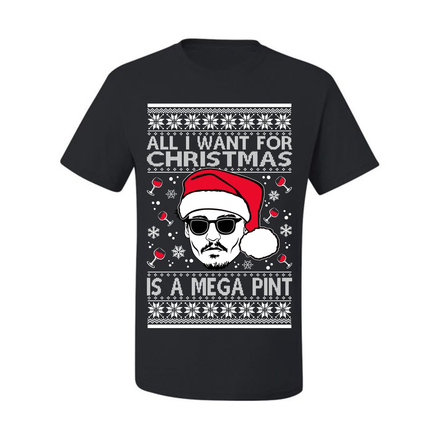 Graphic All I Want For Christmas is a Mega Ugly Xmas T-shirt Wild Bobby Johnny D  Ugly Christmas T-shirt  Ugly Christmas  Men's T-Shirt