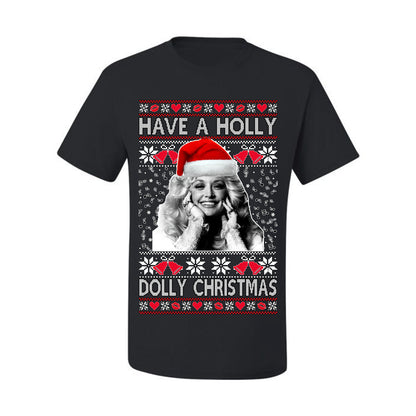 Ugly Xmas Tshirt , "Have a Holly Dolly Christmas" Ugly Christmas Tshirt Men's Graphic T-Shirt Ugly Christmas  Men's T-Shirt