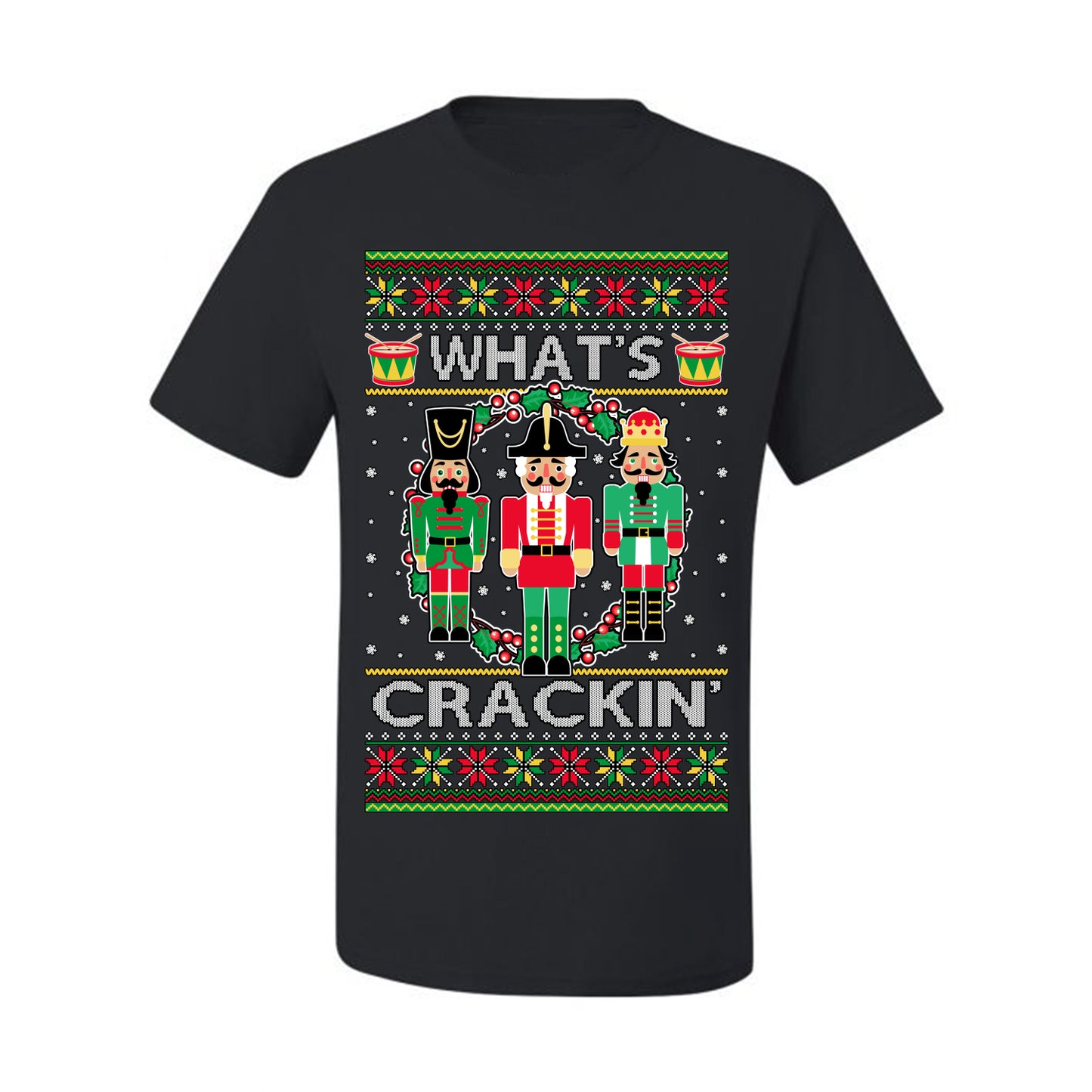 Funny Meme Ugly Xmas Holiday T-shirt Graphic What's Crackin' Nutcracker Ugly Christmas T-shirt  Ugly Christmas  Men's T-Shirt