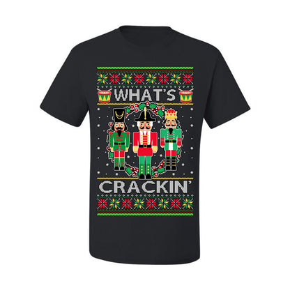 Funny Meme Ugly Xmas Holiday T-shirt Graphic What's Crackin' Nutcracker Ugly Christmas T-shirt  Ugly Christmas  Men's T-Shirt