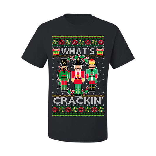Funny Meme Ugly Xmas Holiday T-shirt Graphic What's Crackin' Nutcracker Ugly Christmas T-shirt  Ugly Christmas  Men's T-Shirt