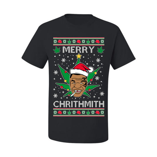 Ugly  Christmas T-shirt  Tyson "Merry Chrithmith" Stoner Weed Pot Leaf Joint Ugly Christmas T-shirt  Ugly Christmas  Men's T-Shirt